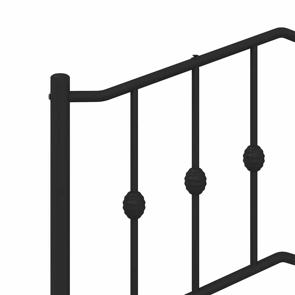 Metal Bed Frame without Mattress with Footboard Black 135x190 cm