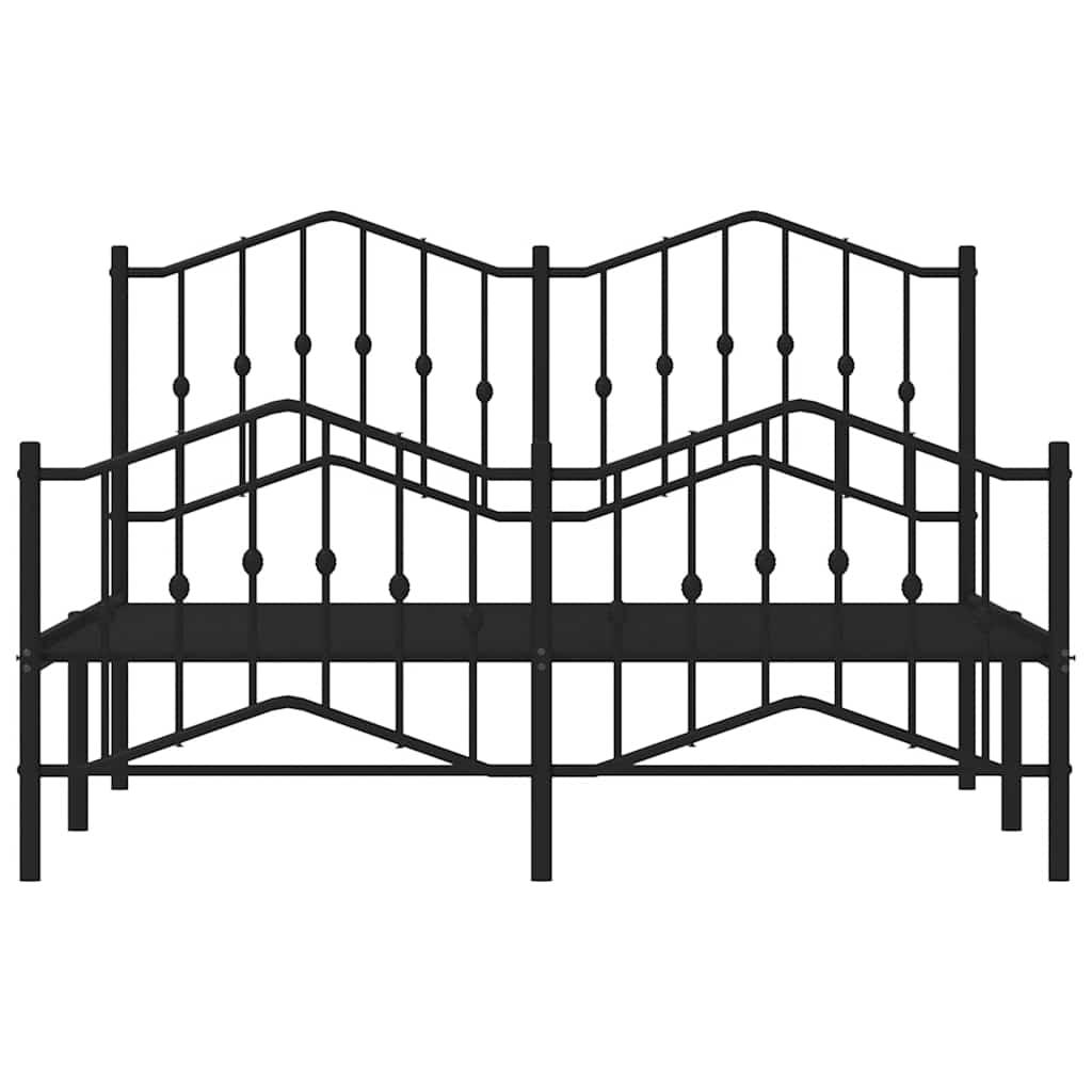 Metal Bed Frame without Mattress with Footboard Black 150x200 cm