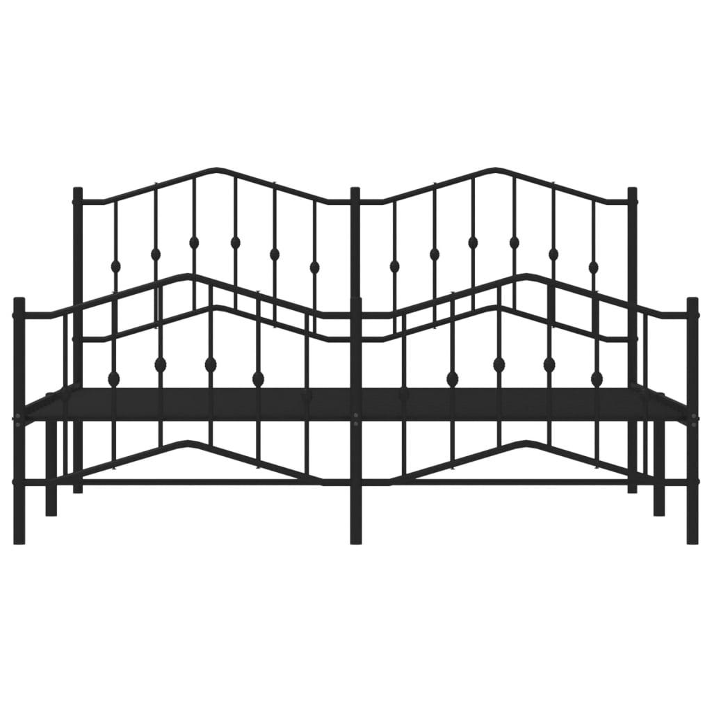 Metal Bed Frame without Mattress with Footboard Black 183x203 cm King
