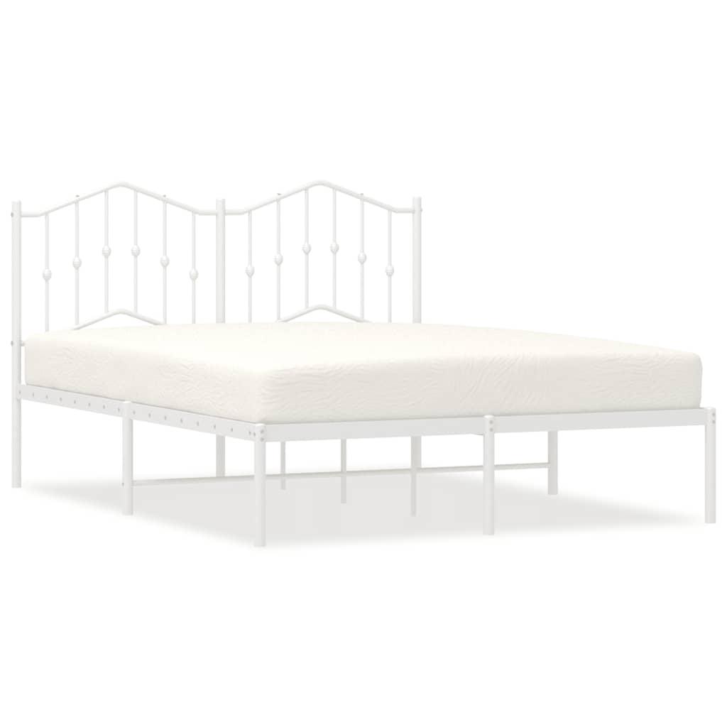 Metal Bed Frame without Mattress with Headboard White 135x190 cm