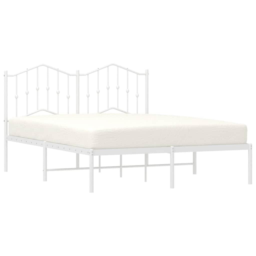 Metal Bed Frame without Mattress with Headboard White 135x190 cm