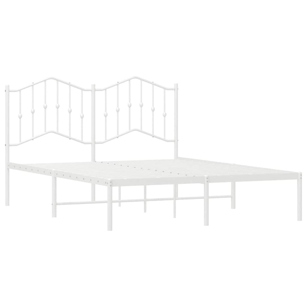 Metal Bed Frame without Mattress with Headboard White 135x190 cm