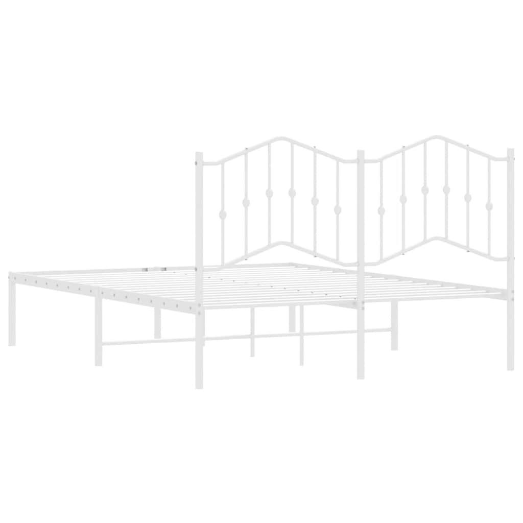 Metal Bed Frame without Mattress with Headboard White 135x190 cm