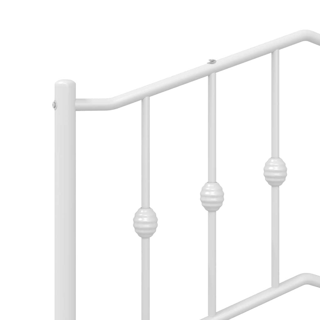 Metal Bed Frame without Mattress with Headboard White 135x190 cm