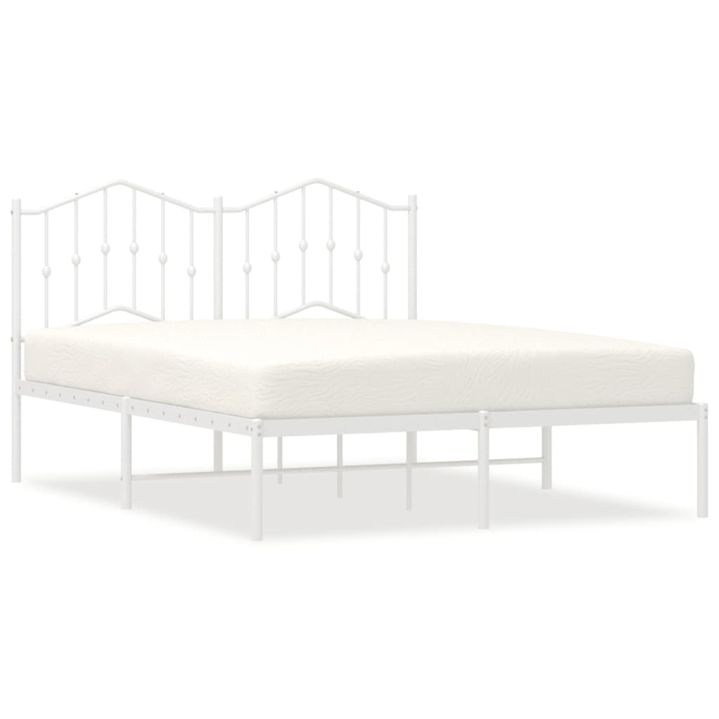 Metal Bed Frame without Mattress with Headboard White 150x200 cm