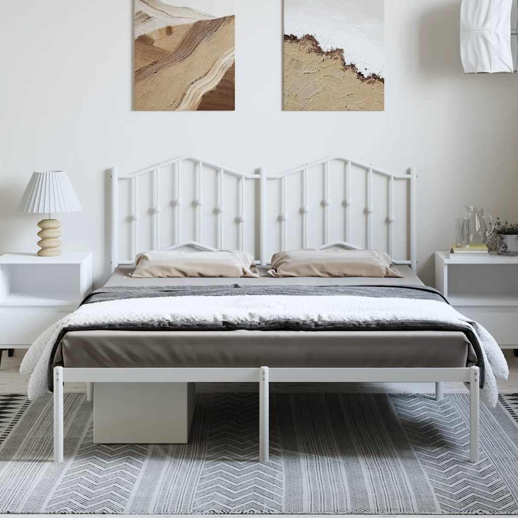 Metal Bed Frame without Mattress with Headboard White 150x200 cm