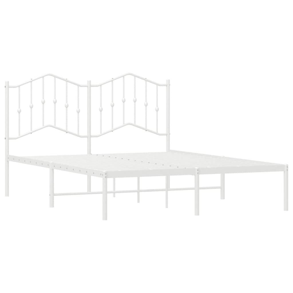 Metal Bed Frame without Mattress with Headboard White 150x200 cm