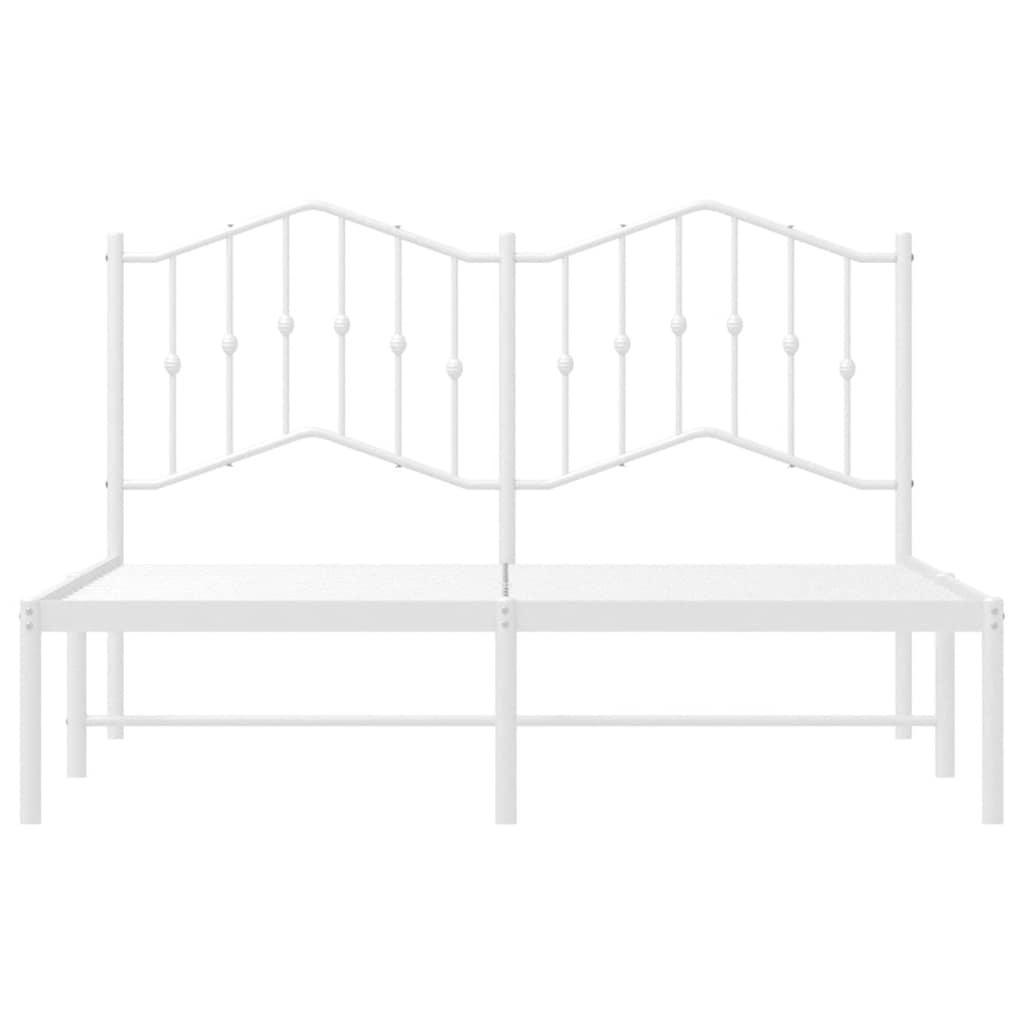 Metal Bed Frame without Mattress with Headboard White 150x200 cm