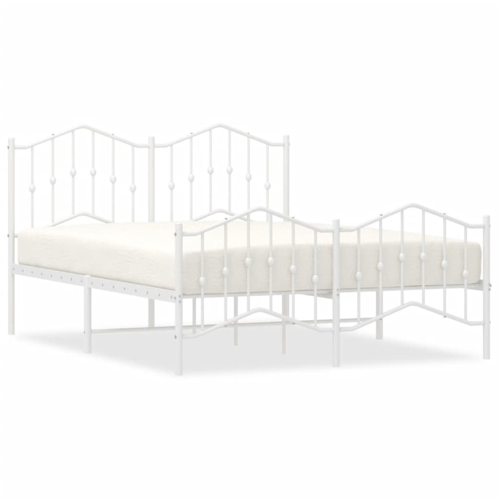 Metal Bed Frame without Mattress with Footboard White 135x190 cm