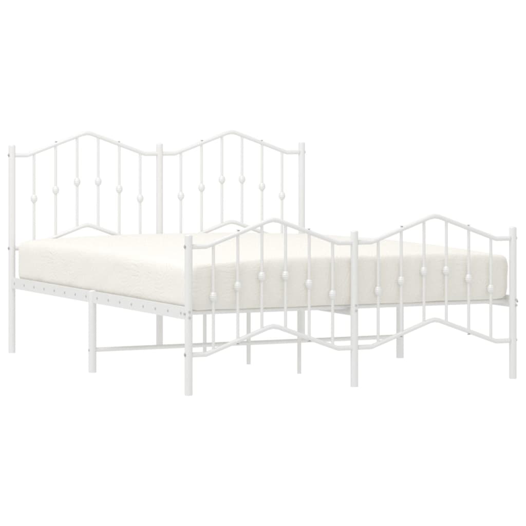 Metal Bed Frame without Mattress with Footboard White 135x190 cm