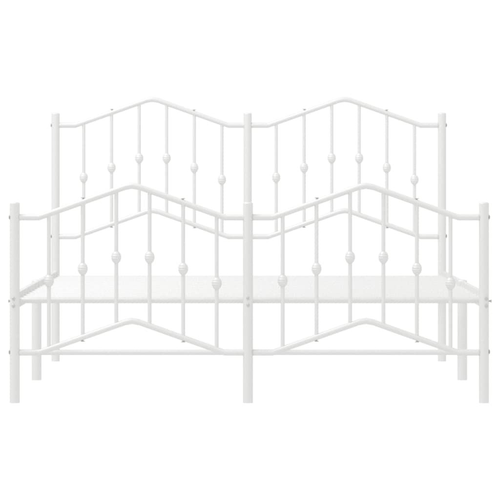 Metal Bed Frame without Mattress with Footboard White 135x190 cm