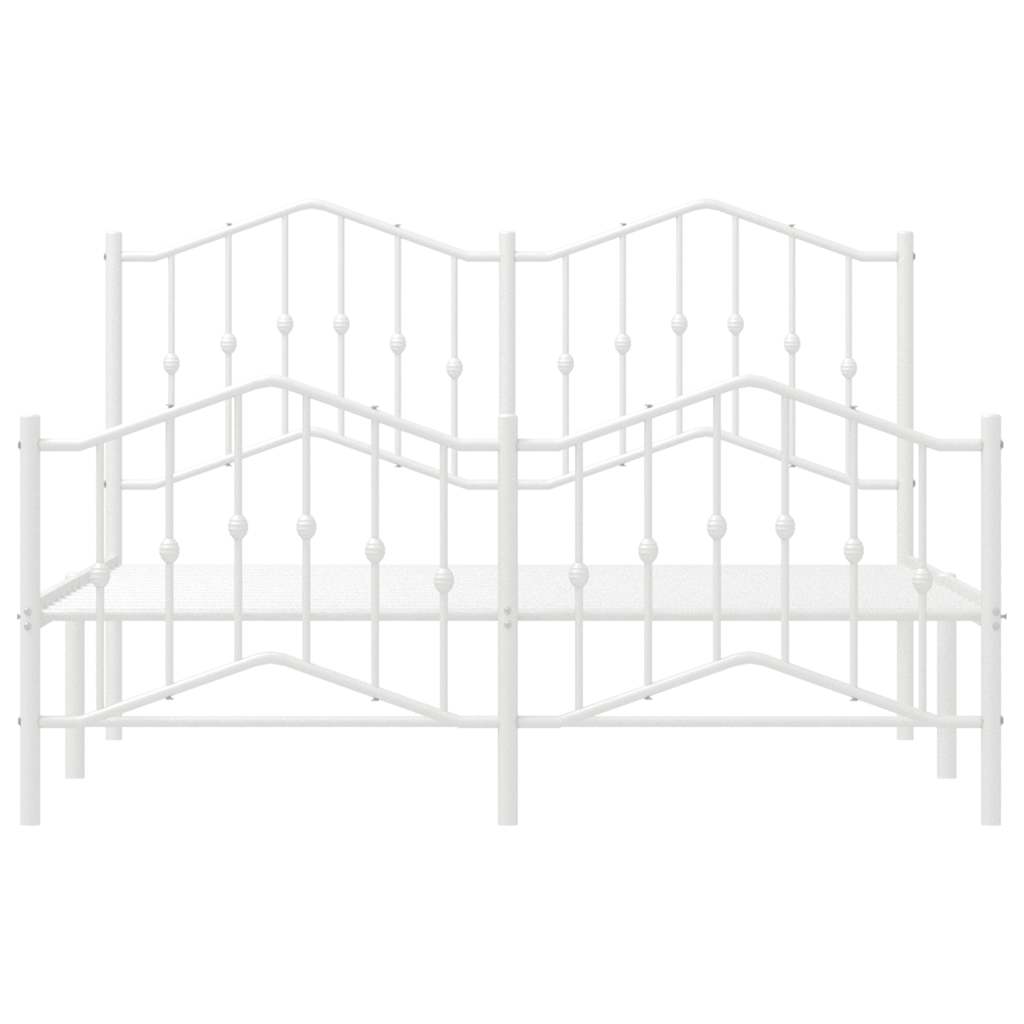 Metal Bed Frame without Mattress with Footboard White 135x190 cm