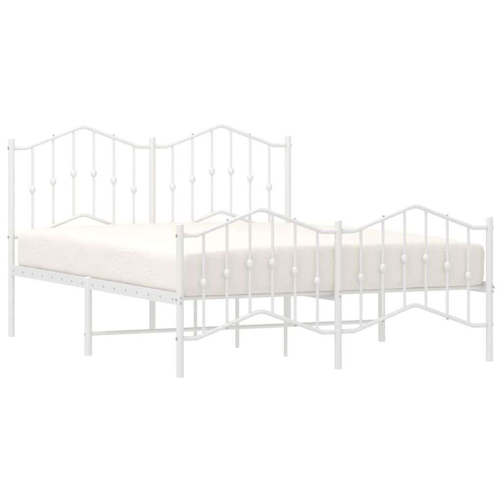 Metal Bed Frame without Mattress with Footboard White 150x200 cm