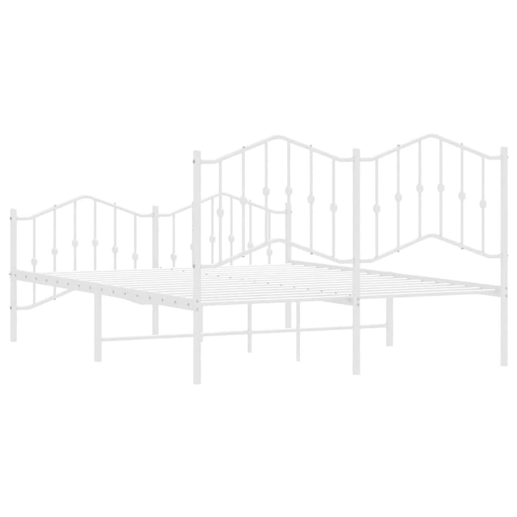 Metal Bed Frame without Mattress with Footboard White 150x200 cm
