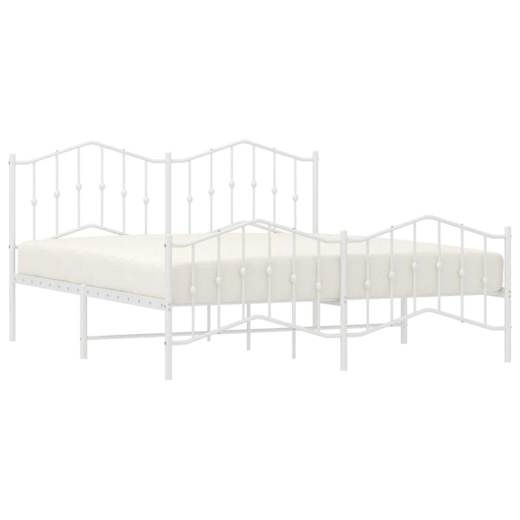 Metal Bed Frame without Mattress with Footboard White 183x203 cm King