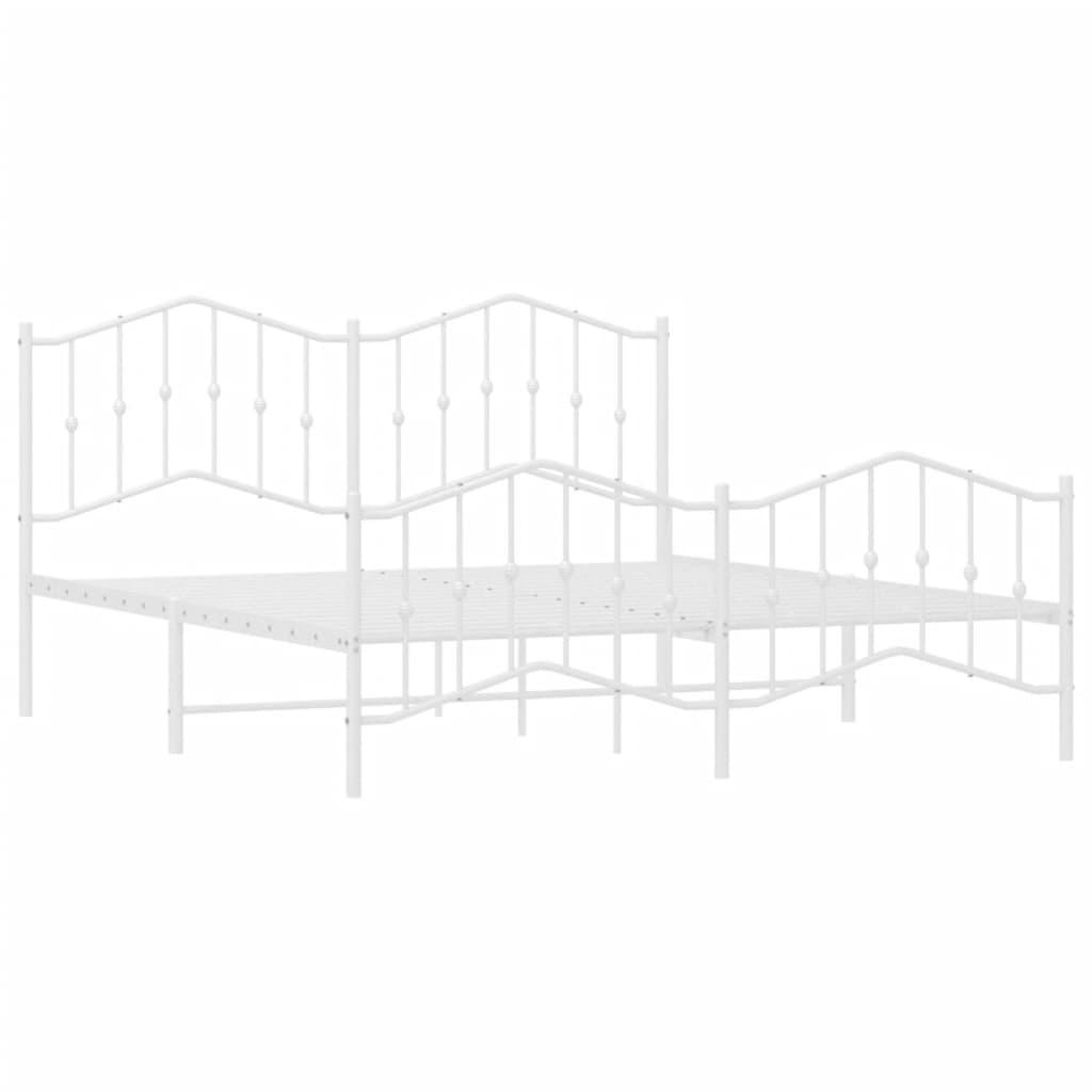 Metal Bed Frame without Mattress with Footboard White 183x203 cm King