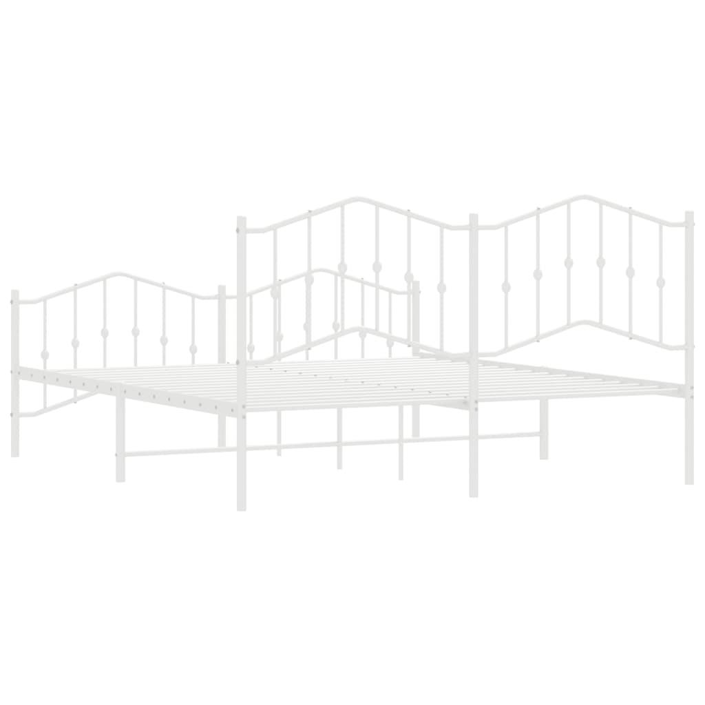 Metal Bed Frame without Mattress with Footboard White 183x203 cm King