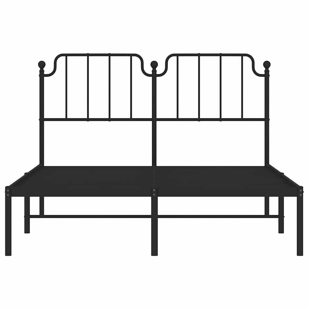 Metal Bed Frame without Mattress with Headboard Black 150x200 cm