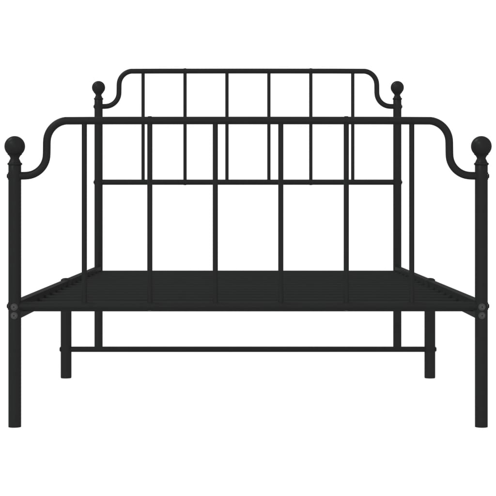 Metal Bed Frame without Mattress with Footboard Black 107x203 cm King Single