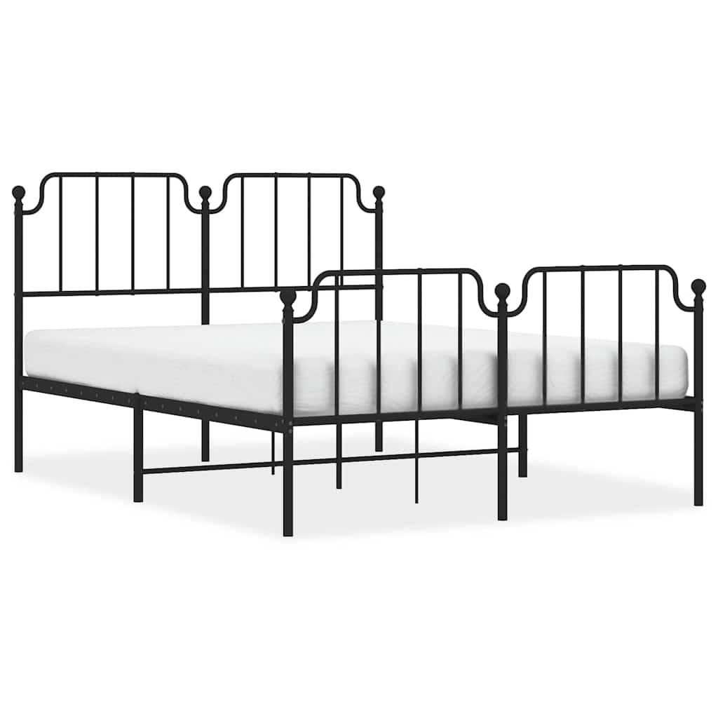 Metal Bed Frame without Mattress with Footboard Black 135x190 cm