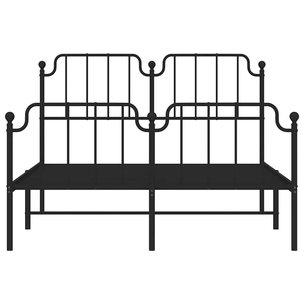 Metal Bed Frame without Mattress with Footboard Black 135x190 cm