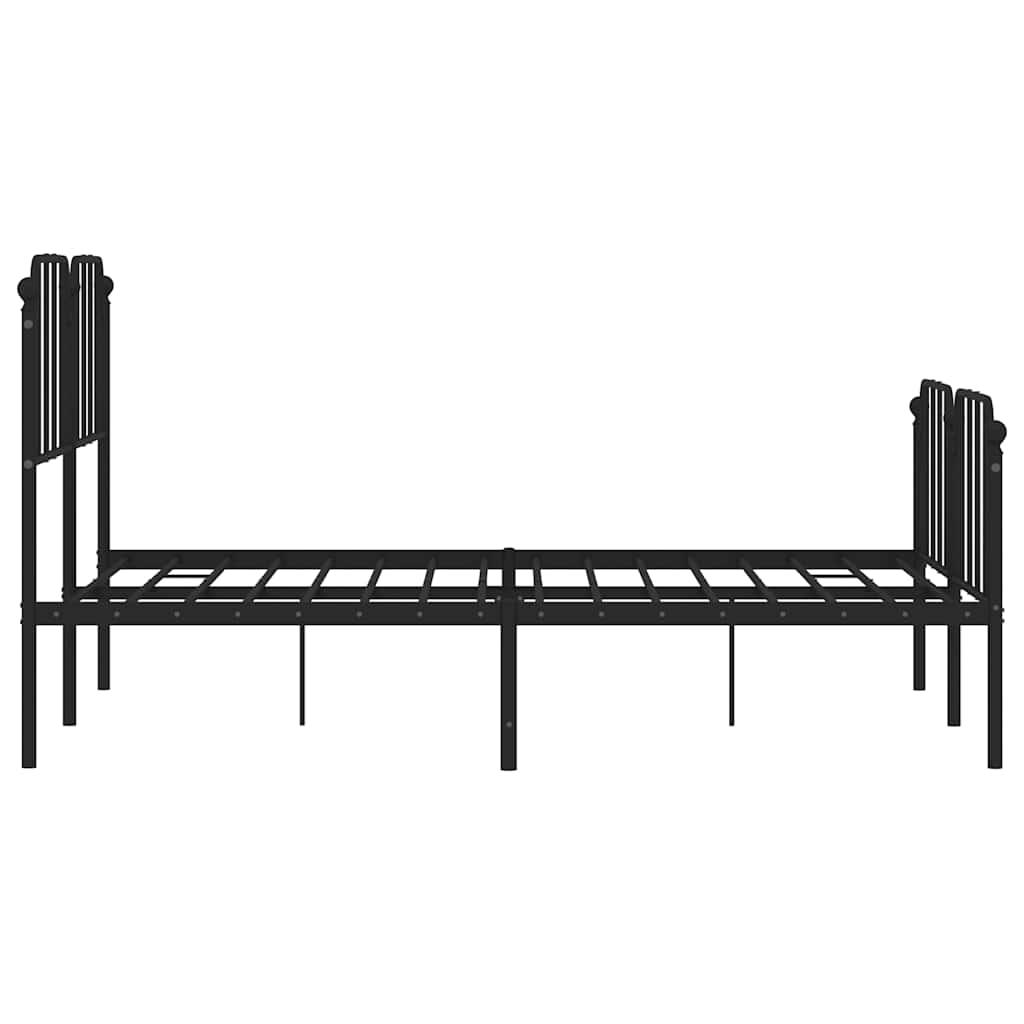 Metal Bed Frame without Mattress with Footboard Black 135x190 cm