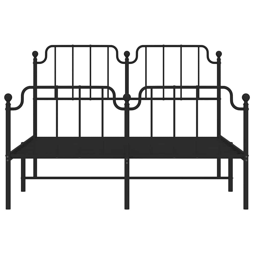 Metal Bed Frame without Mattress with Footboard Black 150x200 cm