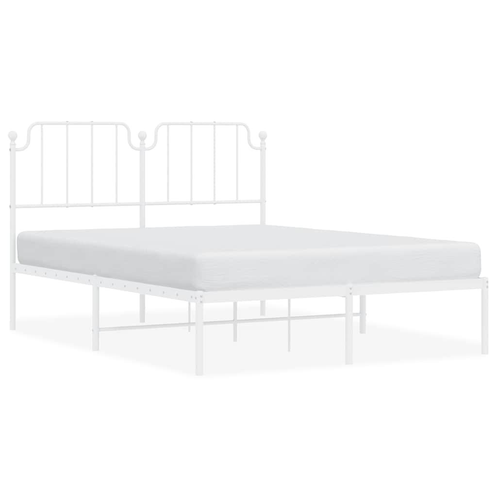 Metal Bed Frame without Mattress with Headboard White 150x200 cm