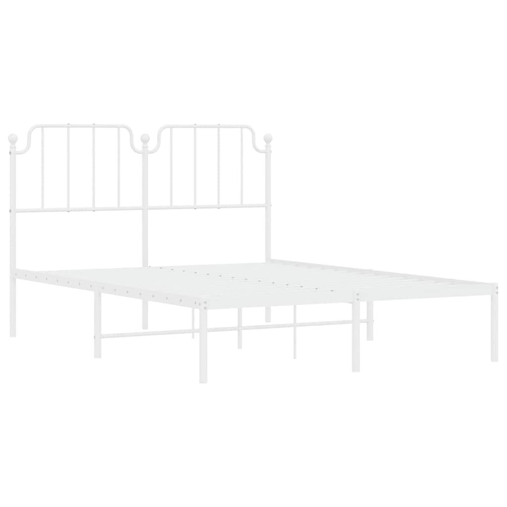 Metal Bed Frame without Mattress with Headboard White 150x200 cm