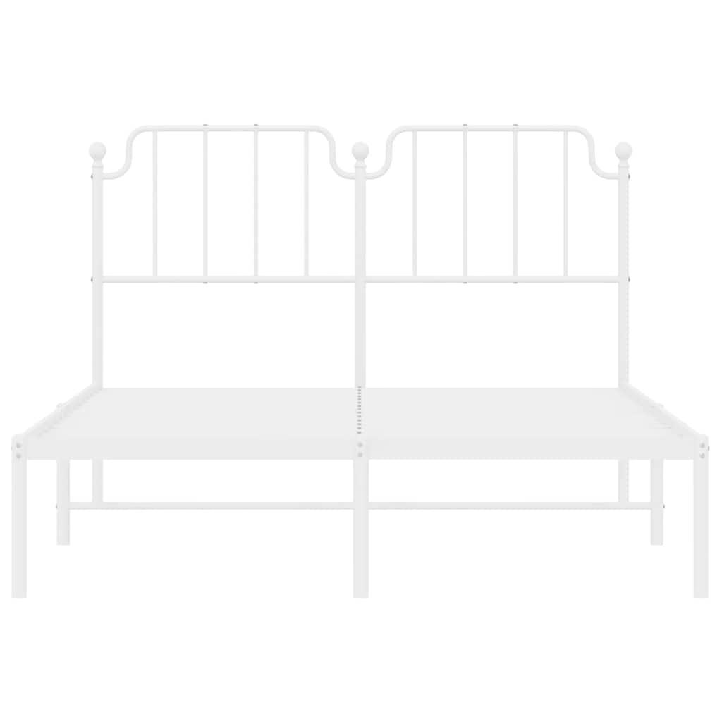 Metal Bed Frame without Mattress with Headboard White 150x200 cm