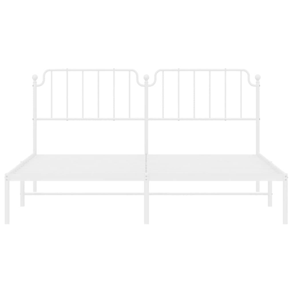 Metal Bed Frame without Mattress with Headboard White 183x203 cm King