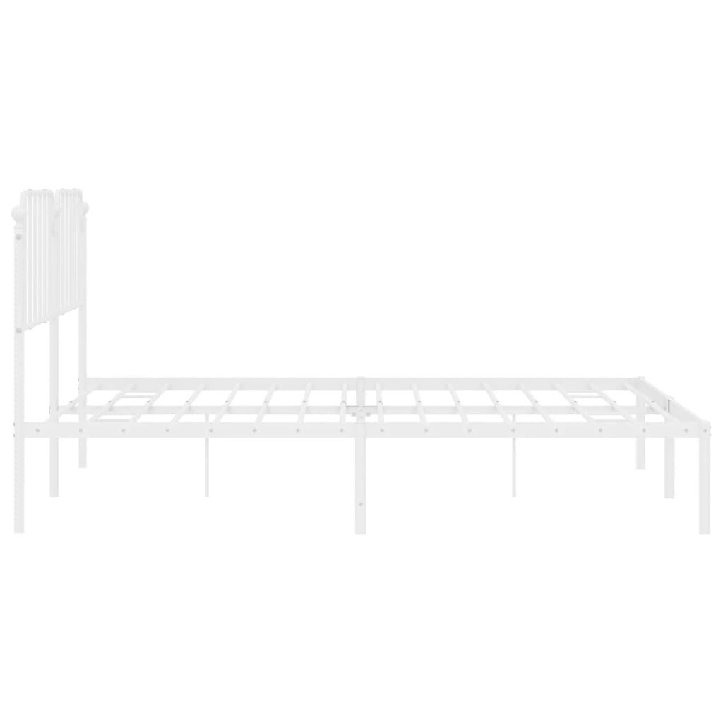 Metal Bed Frame without Mattress with Headboard White 183x203 cm King