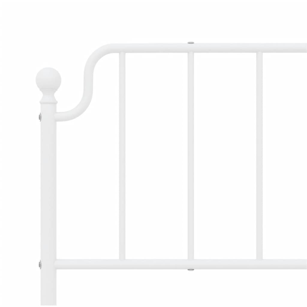 Metal Bed Frame without Mattress with Headboard White 183x203 cm King