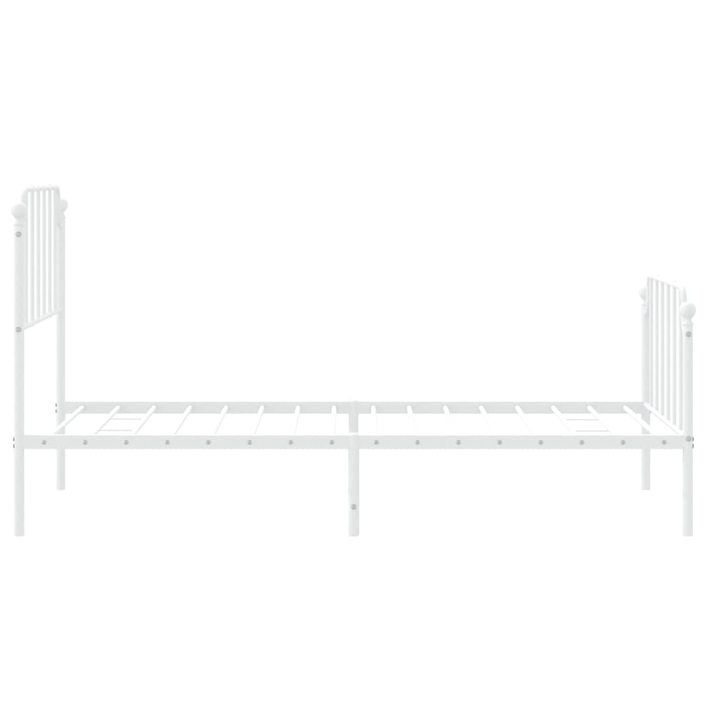 Metal Bed Frame without Mattress with Footboard White 90x190 cm