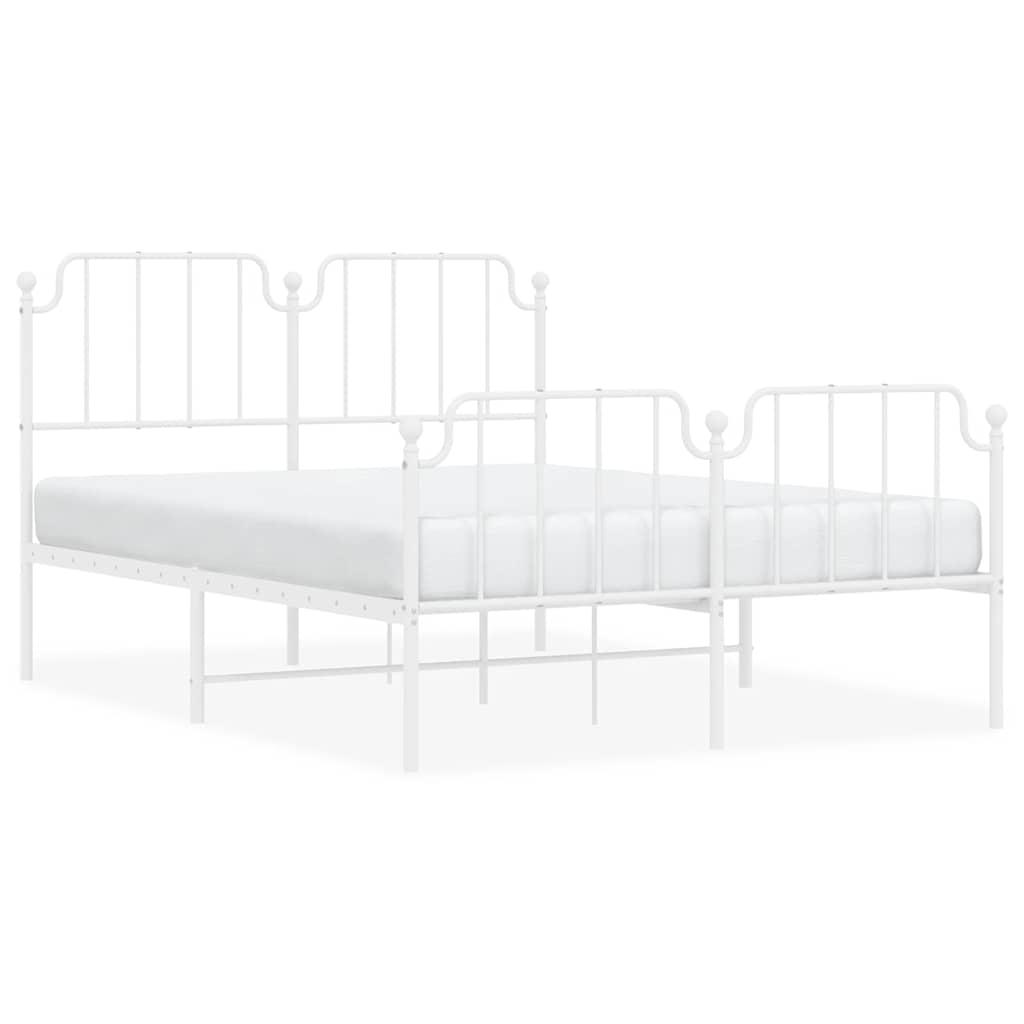 Metal Bed Frame without Mattress with Footboard White 135x190 cm