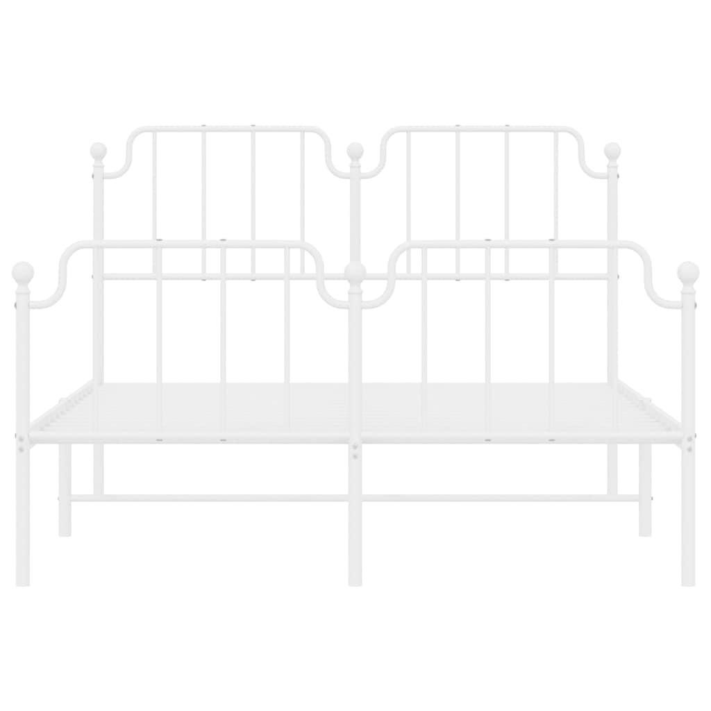 Metal Bed Frame without Mattress with Footboard White 135x190 cm