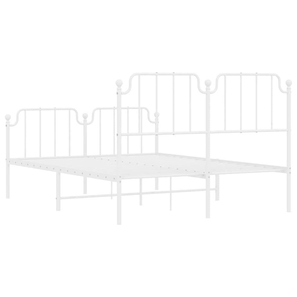 Metal Bed Frame without Mattress with Footboard White 135x190 cm
