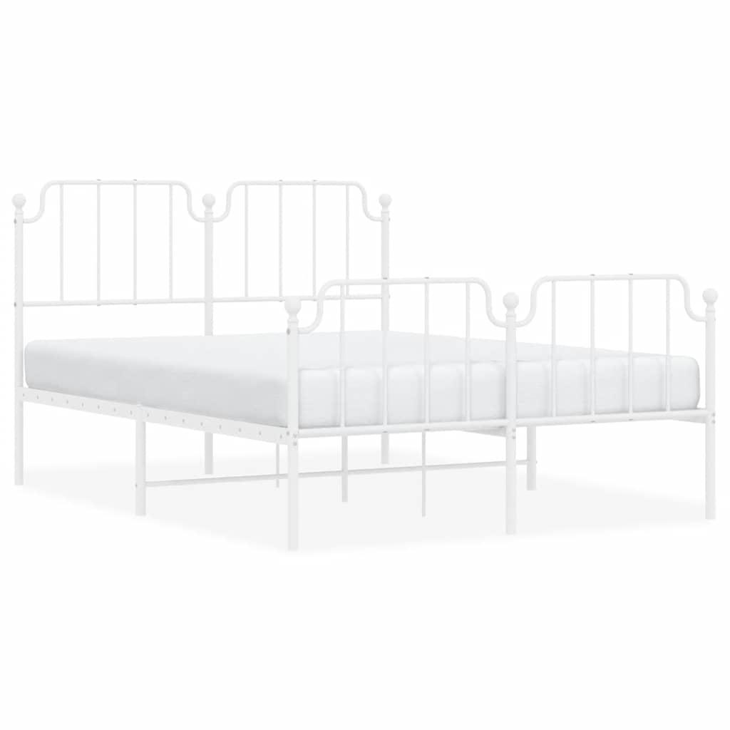 Metal Bed Frame without Mattress with Footboard White 150x200 cm