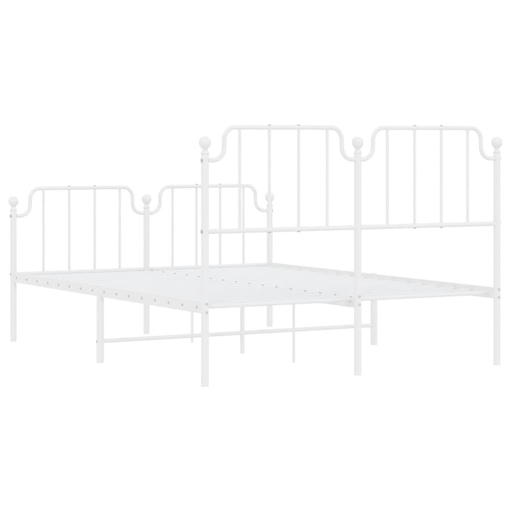 Metal Bed Frame without Mattress with Footboard White 150x200 cm