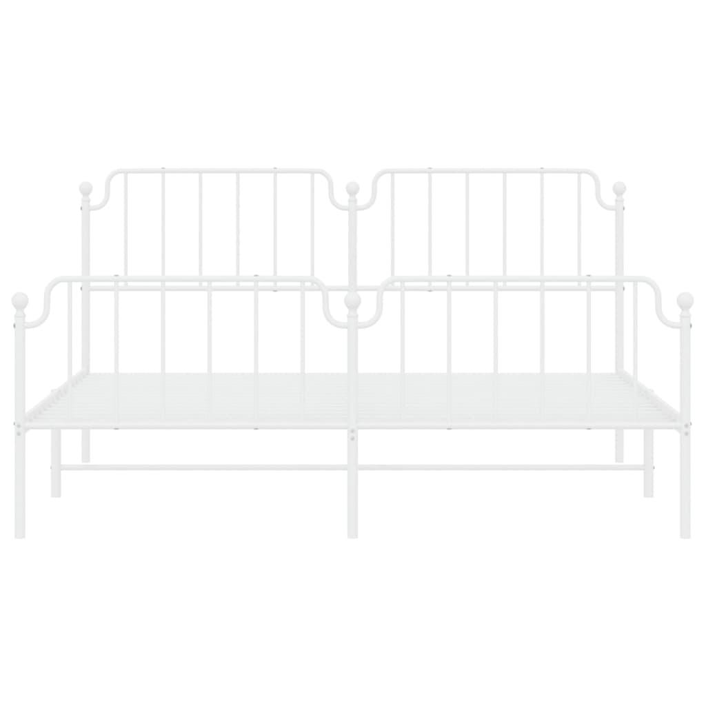 Metal Bed Frame without Mattress with Footboard White 183x203 cm King