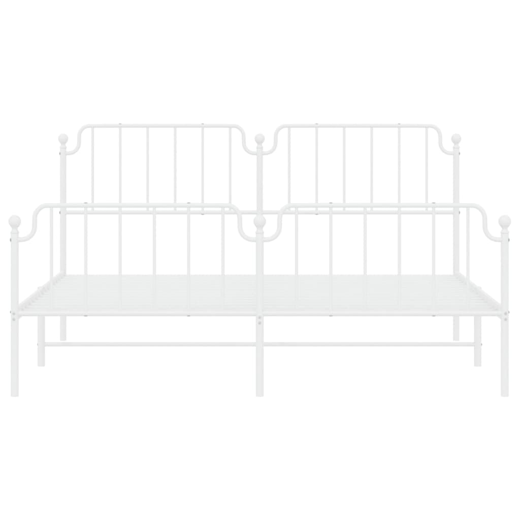 Metal Bed Frame without Mattress with Footboard White 183x203 cm King