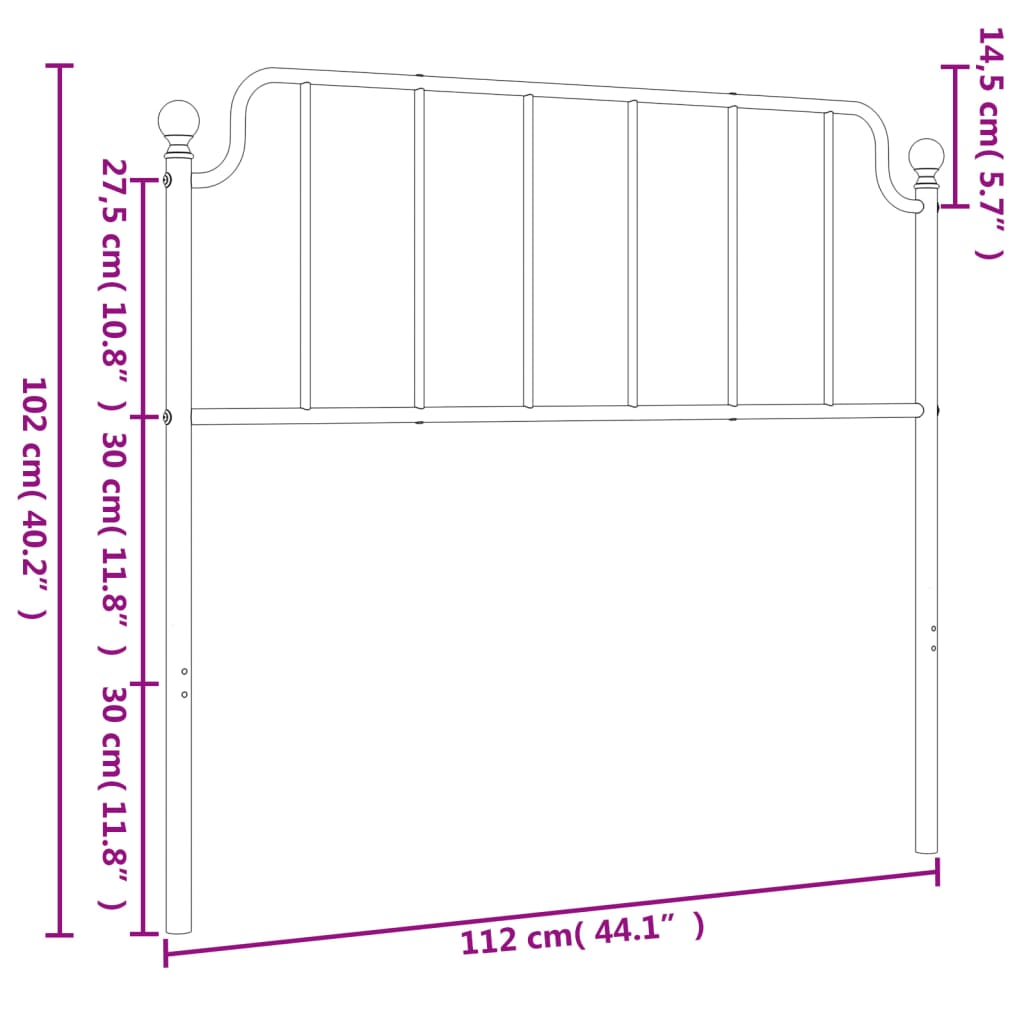 Metal Replace Headboard White 107 cm