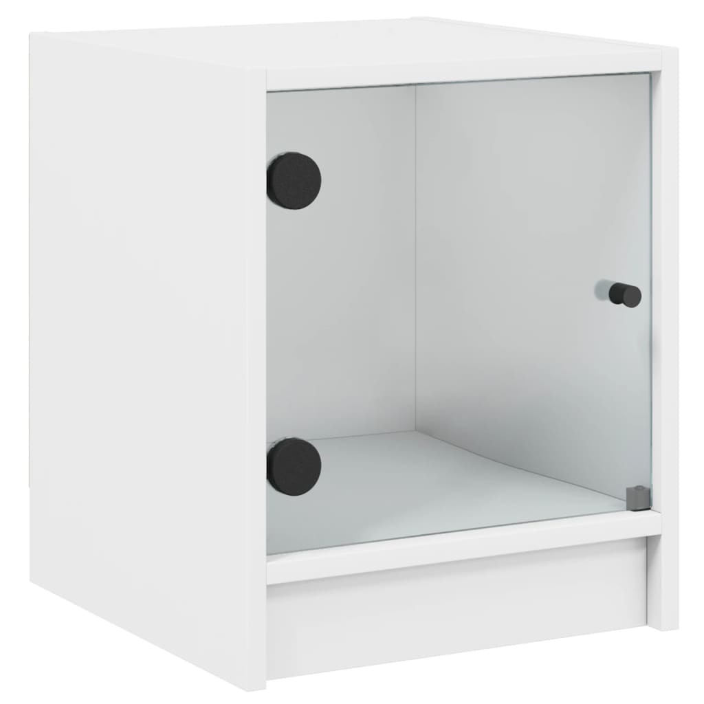 Bedside Cabinets with Glass Doors 2 pcs White 35x37x42 cm