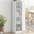 Highboard with Glass Doors White 35x37x142 cm