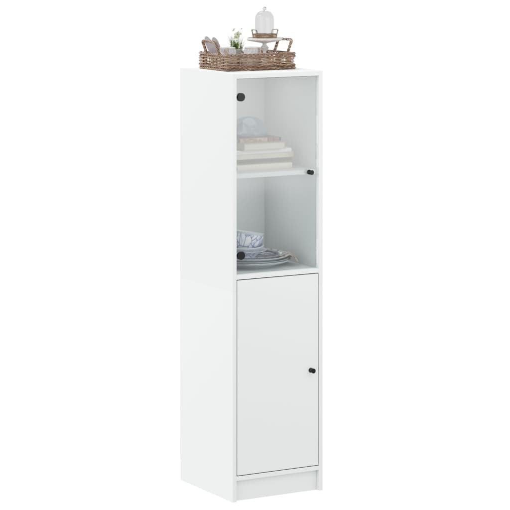 Highboard with Glass Door White 35x37x142 cm