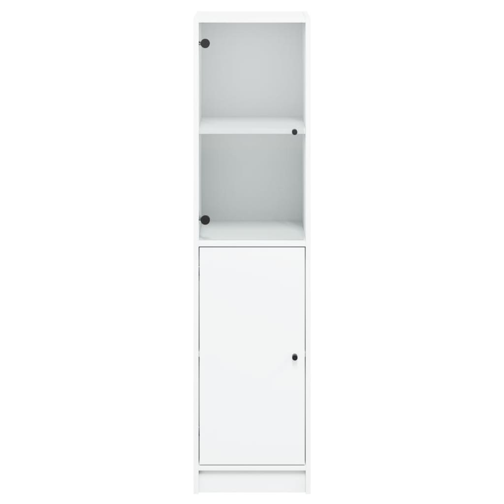 Highboard with Glass Door White 35x37x142 cm