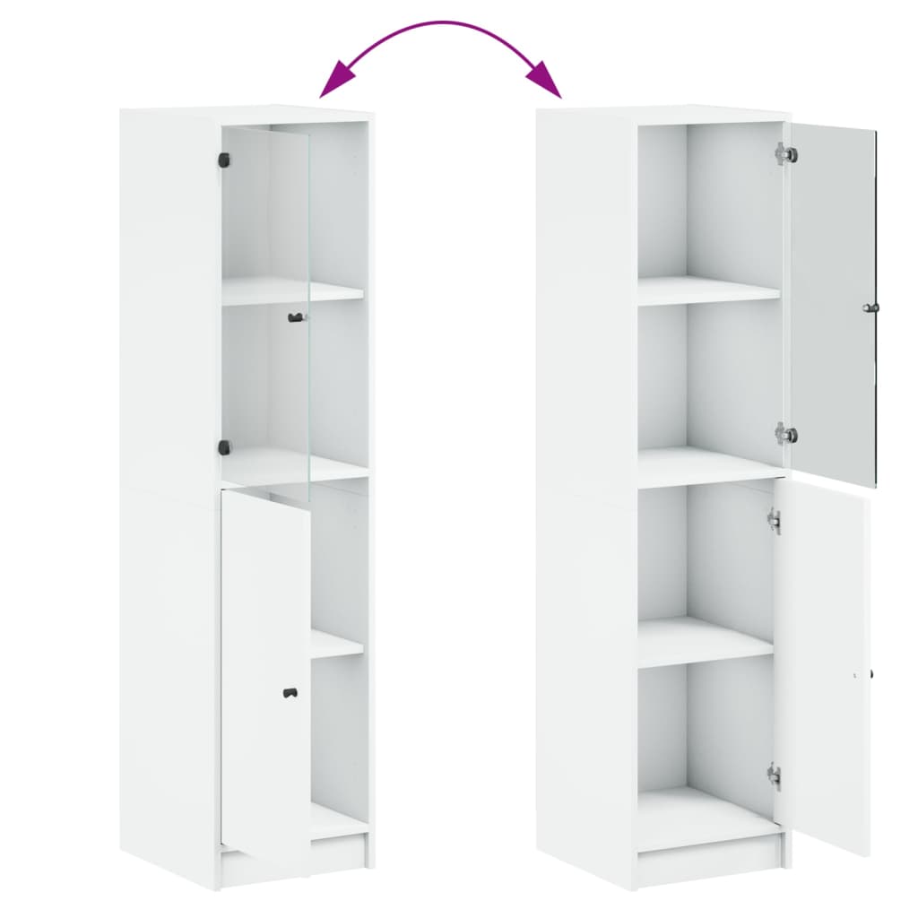 Highboard with Glass Door White 35x37x142 cm