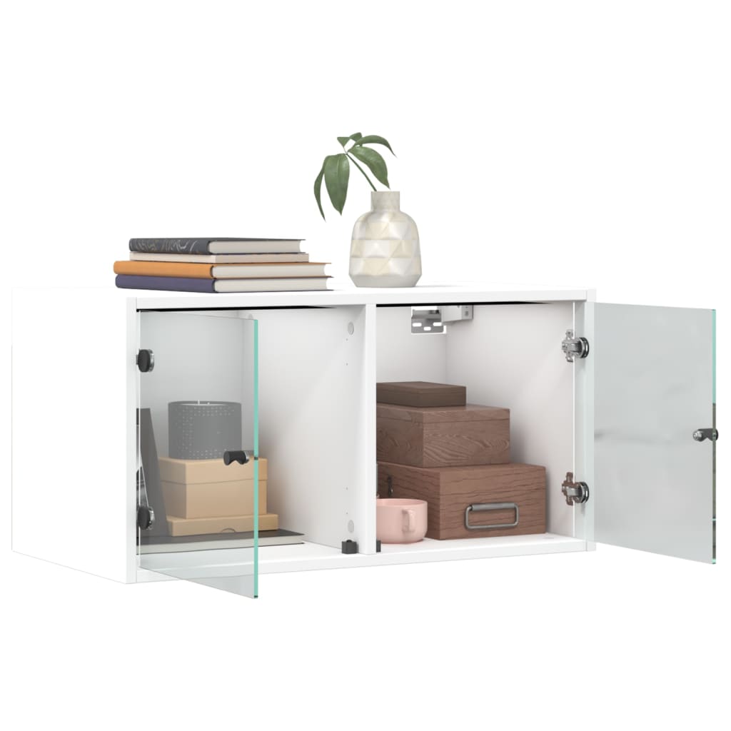 Wall Cabinets with Glass Doors 2 pcs White 68.5x37x35 cm