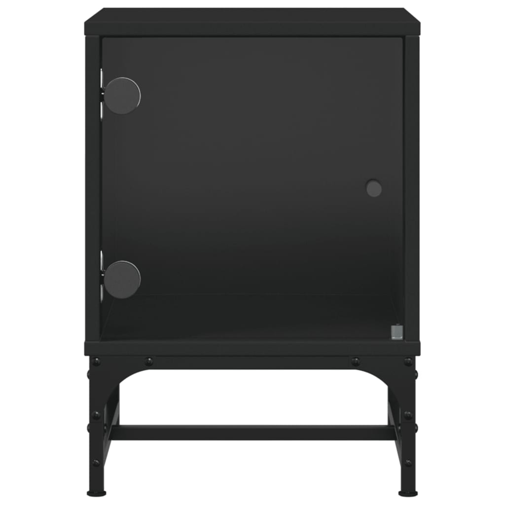 Bedside Cabinets with Glass Doors 2 pcs Black 35x37x50 cm