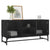 TV Cabinet with Glass Doors Black 102x37x50 cm